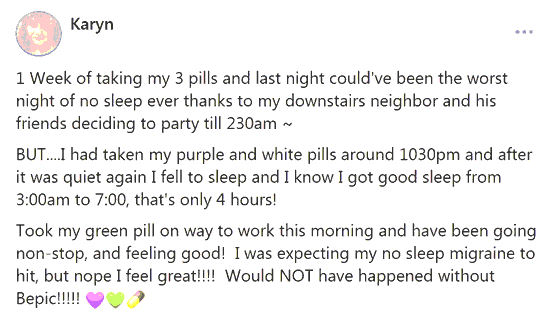 Karyn writes about supplements of B-Epic to get rid of insomnia