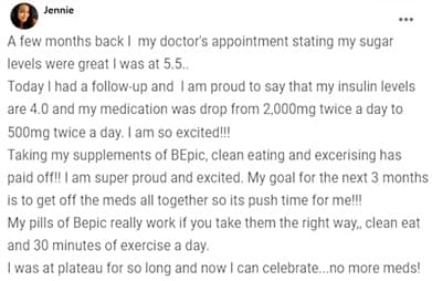 Jennie writes about using pills of BEpic with diabetes