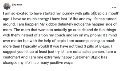 Shannyn writes about pills of BEpic