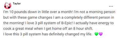 Taylor writes about 3 pill system of B-Epic