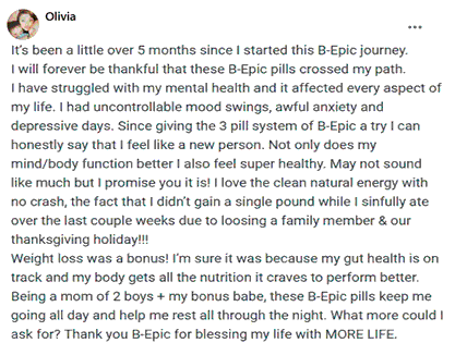 Olivia writes about using 3 pill system of B-Epic