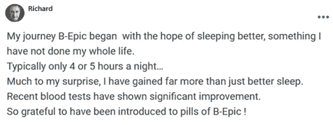 Richard about using B-Epic pills to relieve stress and insomnia