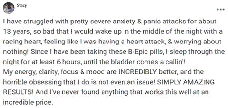 Stacy writes about using B-Epic pills to relieve stress and insomnia