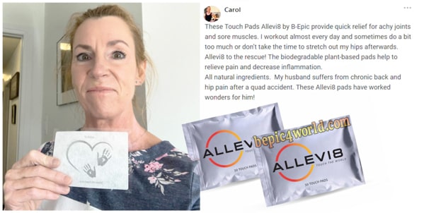 Carol writes about using ALLEVI8 patch B-Epic