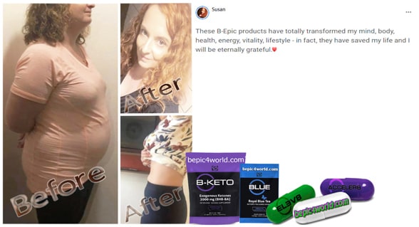 Susan's feedback on the benefits of B-Epic products for a healthy life